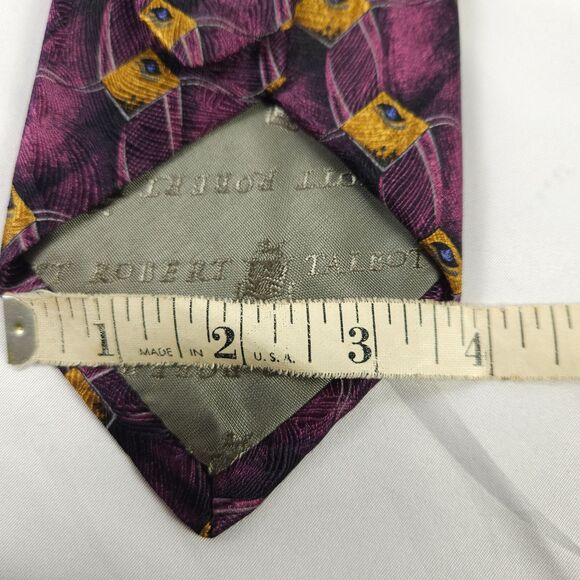 2 Robert Talbott Purple & Gray Geometric Shape Silk Ties Made in the USA - Picture 6 of 9